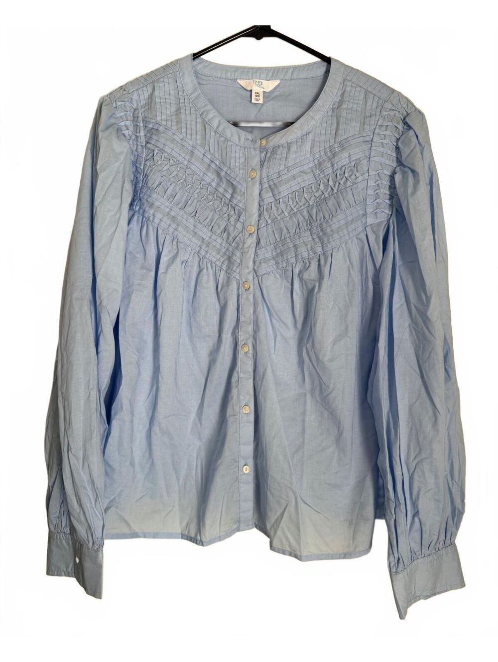 Time and Tru Women's NEW Blouse Size XXL Blue Pastel Cottage Coquette Girl
